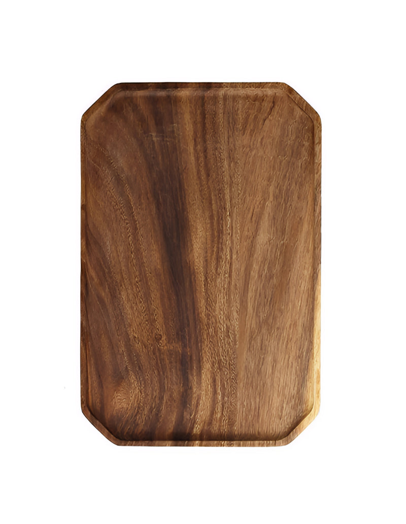 Anygleam Natural Wood Diagonal Square Acacia Wood Plate Serving Tray Food Kitchen Tableware