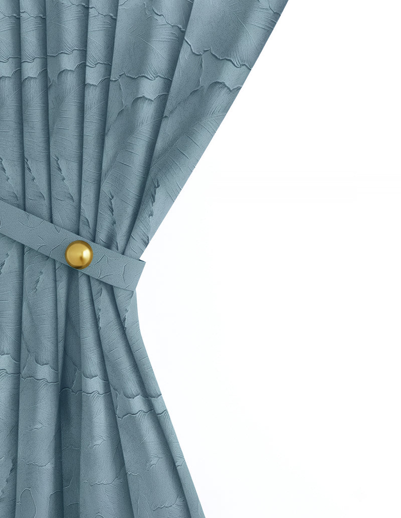 Anydrape Curtain Blue 100cmx250cm 3D Leaves Luxury indo Blackout Home Curtain