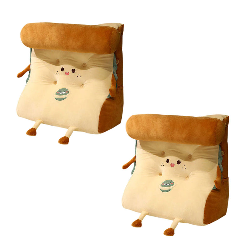 Anyseat Seat Cushion 2PC Cute Face Toast Bread Wedge Stuffed Plush Cartoon Back Support Pillow Home Decor
