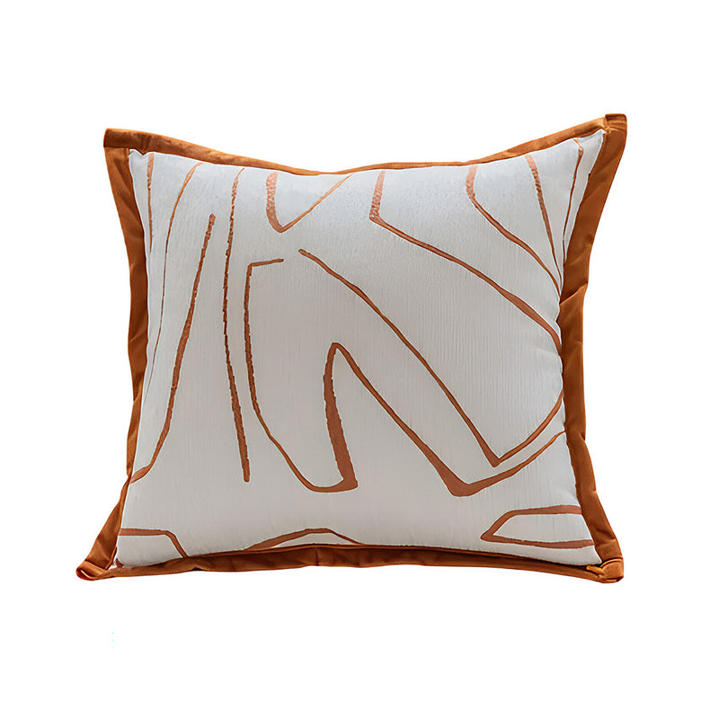 Anypillow White with Orange Abstract Line Decorative Cushion Cover – Soft Throw Pillowcase for Sofa & Bed