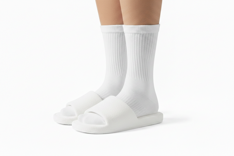 Anyfootwear 5 Pairs White Size 4-10 Sports Socks Solid Colors Cotton Skateboard Knitted Casual Unisex