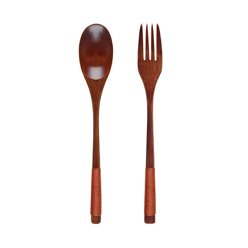Anygleam Brown 2Pcs Wooden Spoons Set Kitchen Tableware