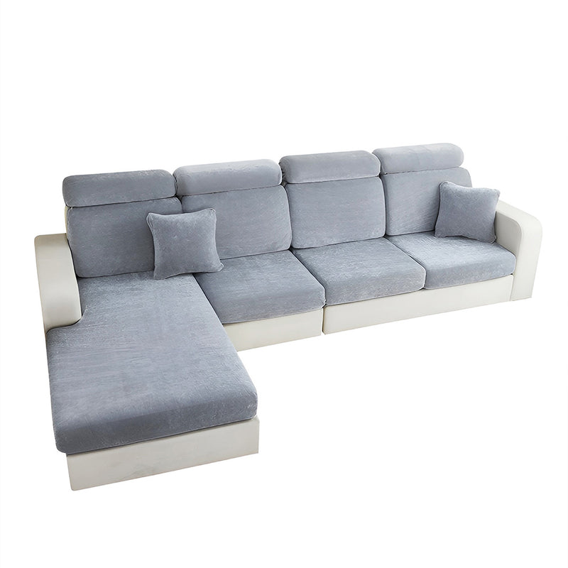 Anyseat Sofa Cover Pastel Blue L-Shape Polyester Chenille Thick Stretchable Cushion For Living Room Head Cushion Large