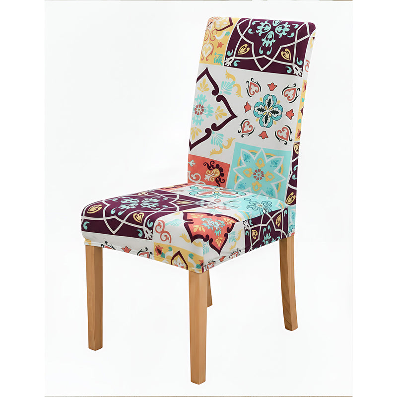 Anyseat White Floral Print Pattern Print Elastic Chair Cover – Plain Dining Slipcover & Home Décor