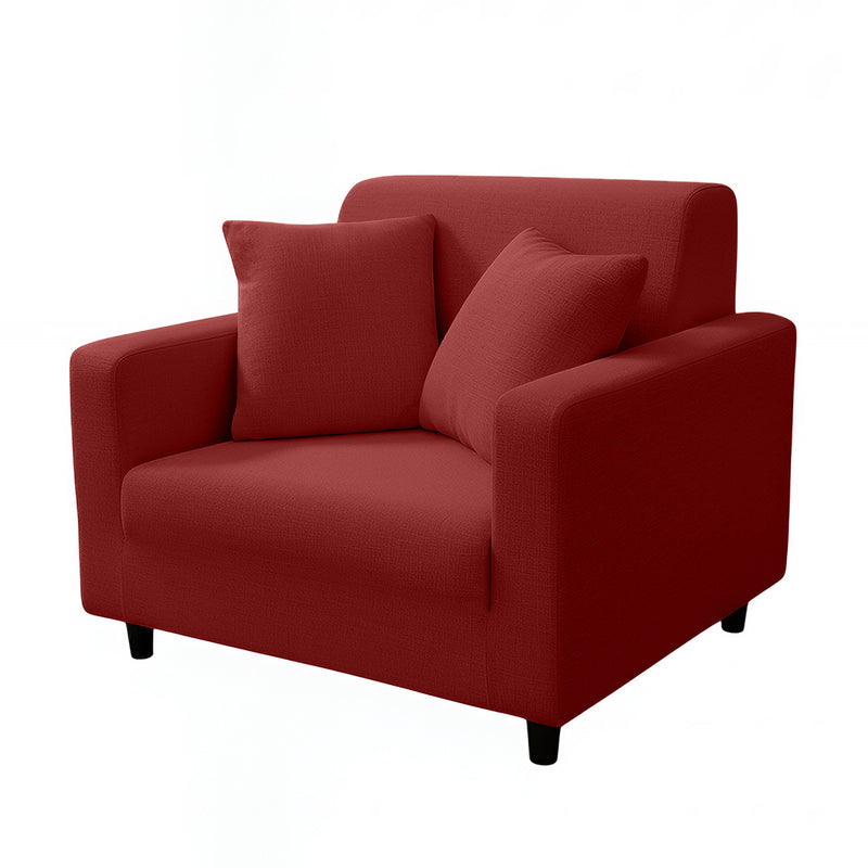 Anyseat 1 Seater Sofa Cover Plain Wine Red Style and Protection For Living Room Sofa Chair Elastic Stretchable Slipcover
