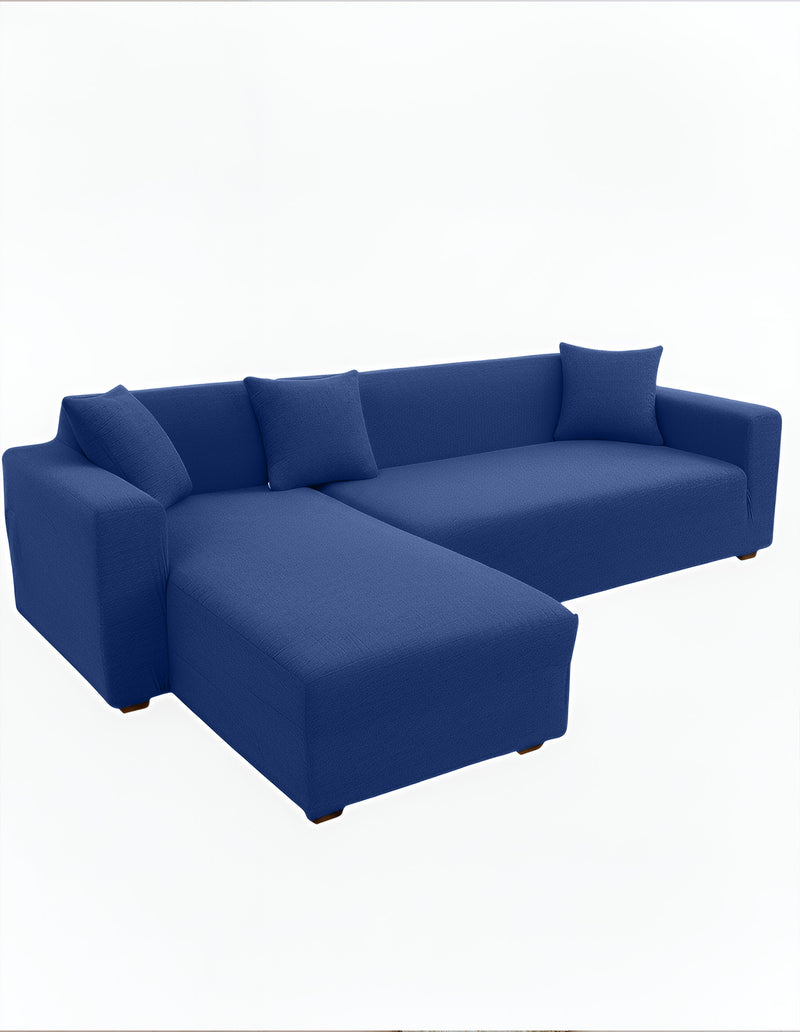Anyhouz 4 Seater Sofa Cover Plain Royal Blue Style and Protection For Living Room Sofa Chair Elastic Stretchable Slipcover