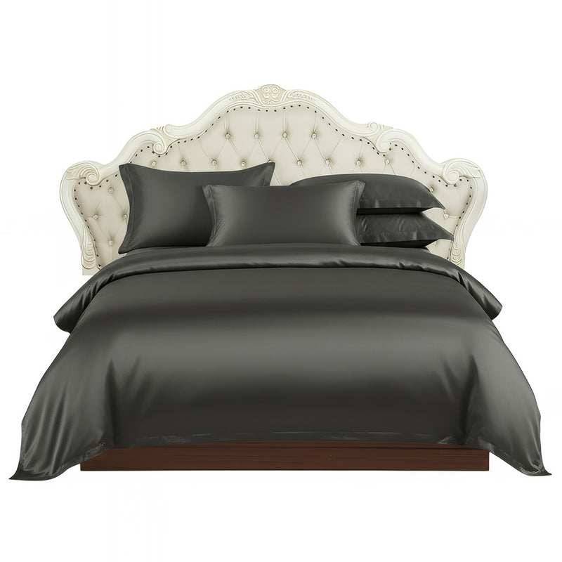 ANYHOUZ Bed Sheet Black Natural Mulberry Silk Duvet Cover Set