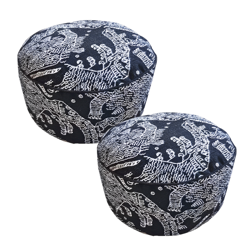 Anypillow 2PC 50x30CM Black Round Soft Pouffe Seat Cushion Elegant Home Accent Decor Stylish Footstool