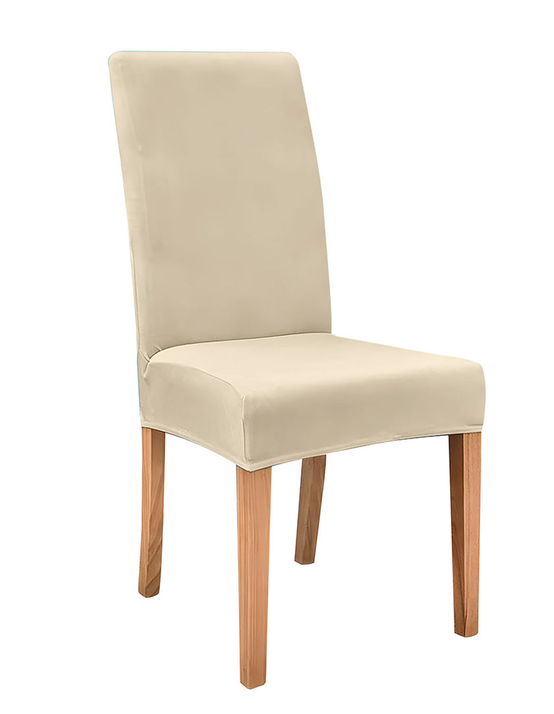 Anyseat Light Beige Velvet Dining Chair Cover – Plush Stretchable Slipcover for Kitchen & Dining Room Chairs