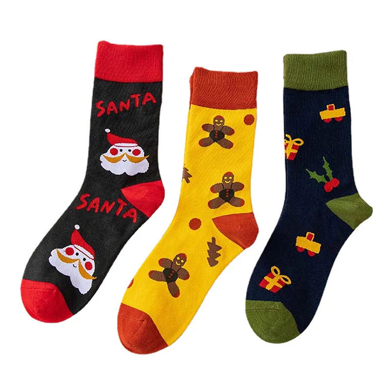 Anyfootwear 3 Pairs Women’s Seasonal Cotton Socks Funny Gift Party Multi Color