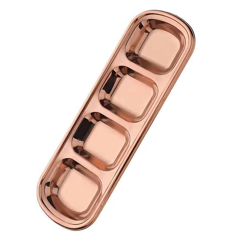 Anygleam Rose Gold Stainless Steel 4-Grid Sauce Dish – Seasoning & Dipping Plates for Kitchenware