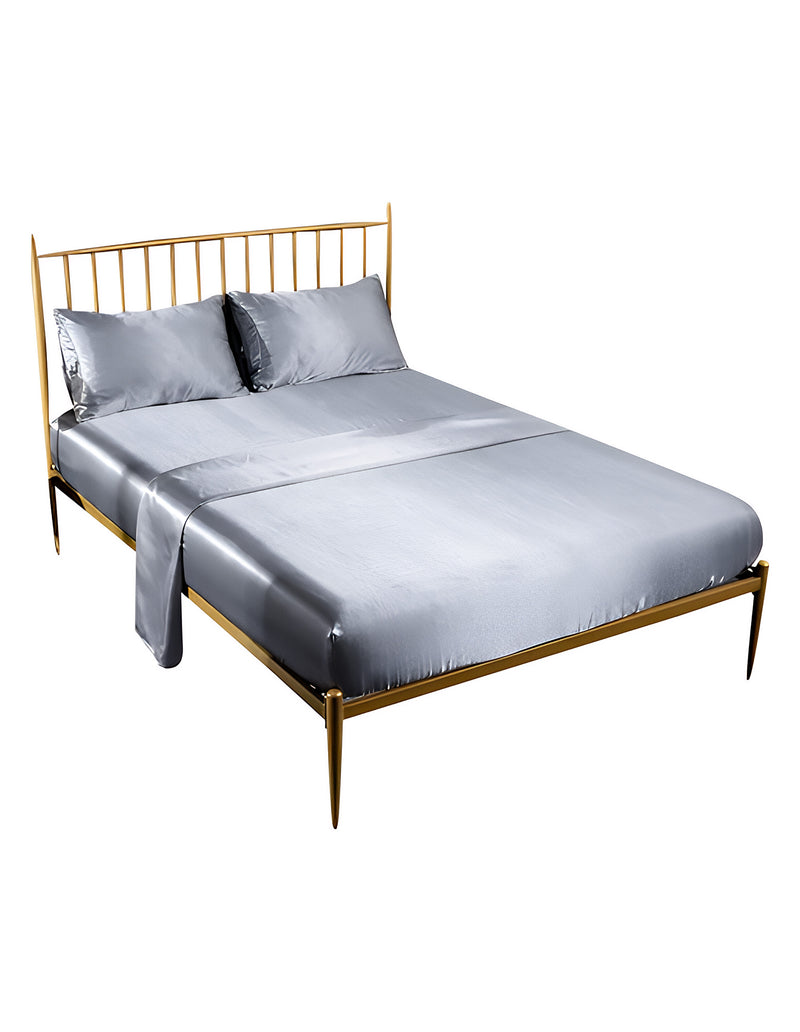 Anycozy Fitted Sheet King Size Grey Luxury Silky Beddings Set with Pillow Cases