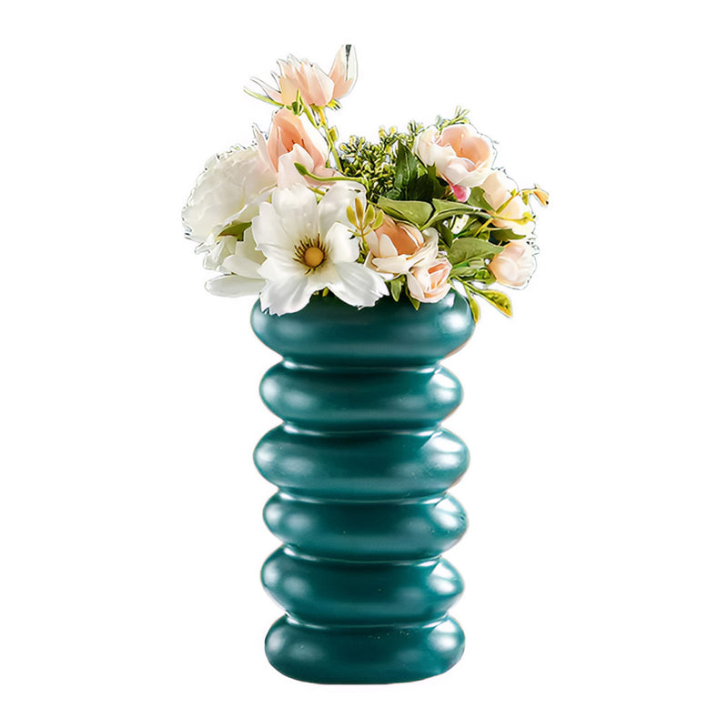 ANYDECO Flower Vase Blue Medium Nordic Plastic Spiral Pot Home Decor