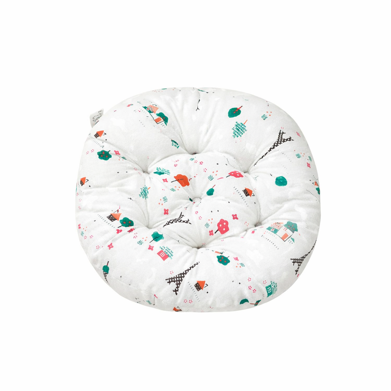 Anypillow White Round Chair with Playful Pattern Chair Pad – Soft Seat Cushion
