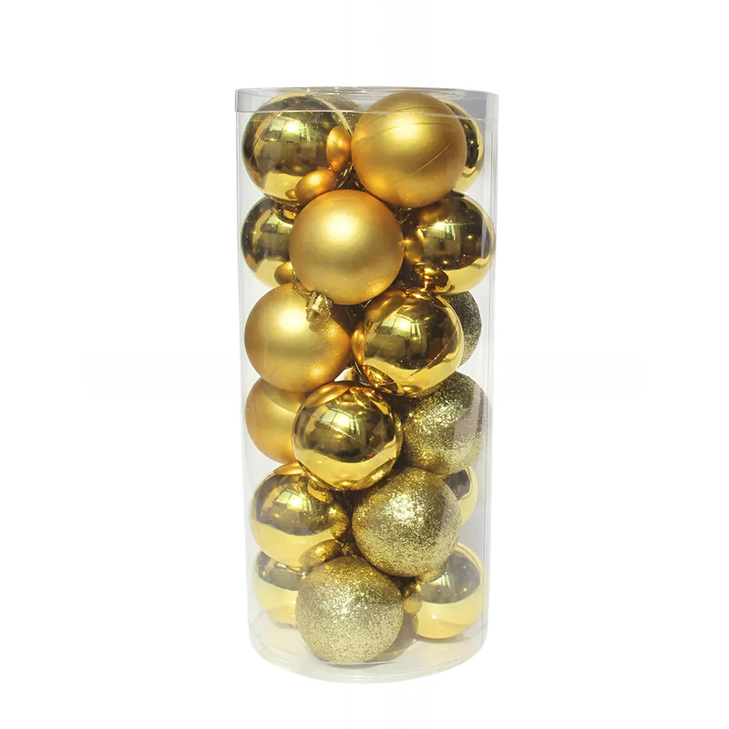 ANYDECO  Christmas Balls Gold Shiny Hanging Décor Ornaments