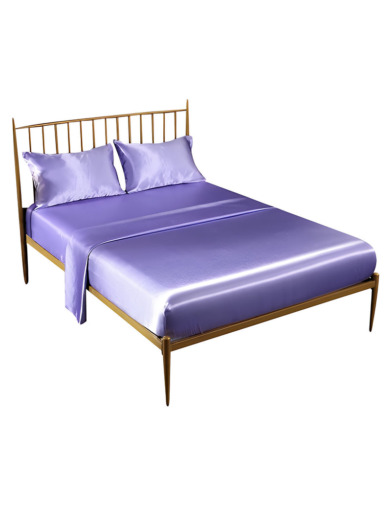 Anycozy Fitted Sheet Queen Size Light Purple Luxury Silky Beddings Set with Pillow Cases