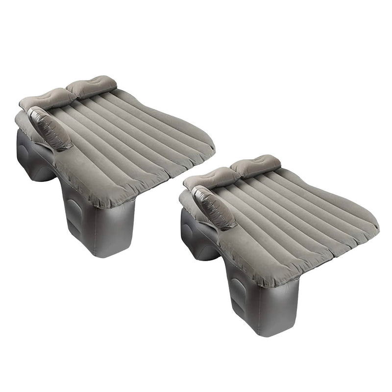 Inflatable Car Mattress 2PC Grey Stripe Portable Camping Rest Air Bed Travel Compact Sleeping Kit Essentials