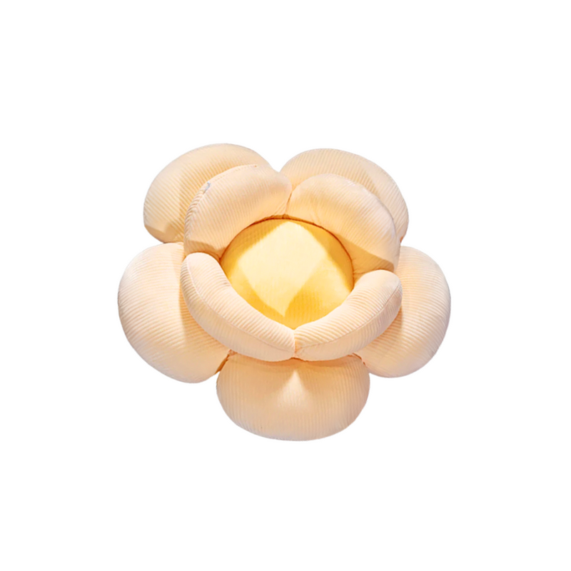 Anyseat Seat Cushion Beige Double Flower Shape Soft Bedside Floor Plush Pillow Home Decor