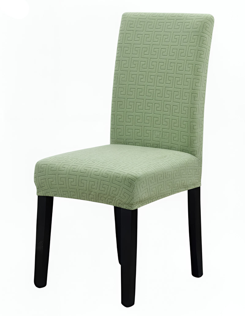 Anyseat Light Green Square Geometric Design Chair Cover – Elastic Anti‑Dirt Design for Dining, Kitchen, Wedding, Hotel & Banquet Use