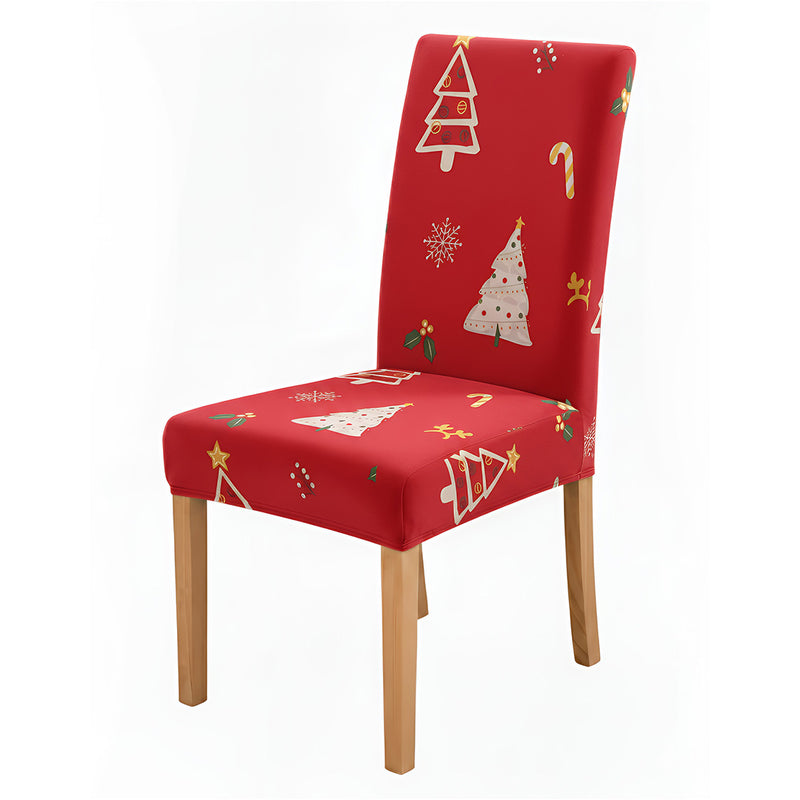 Anyseat Red Christmas Tree Print Decor Elastic Chair Cover – Plain Christmas Dining Slipcover & Home Décor