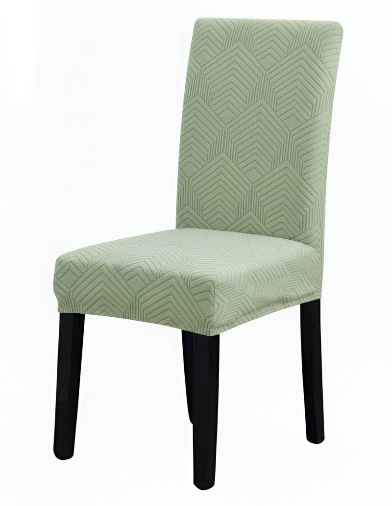 Anyseat Light Green Geometric Lines Design Chair Cover – Elastic Anti‑Dirt Design for Dining, Kitchen, Wedding, Hotel & Banquet Use
