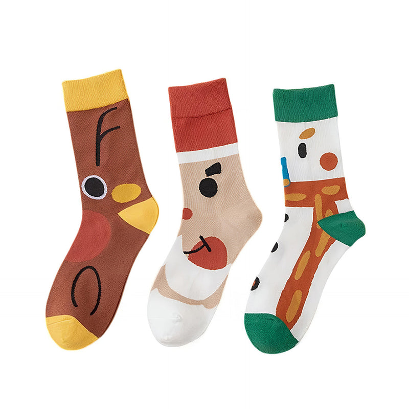Anyfootwear 3 Pairs Women’s Holiday Cotton Socks Funny Gift Party Multi Color