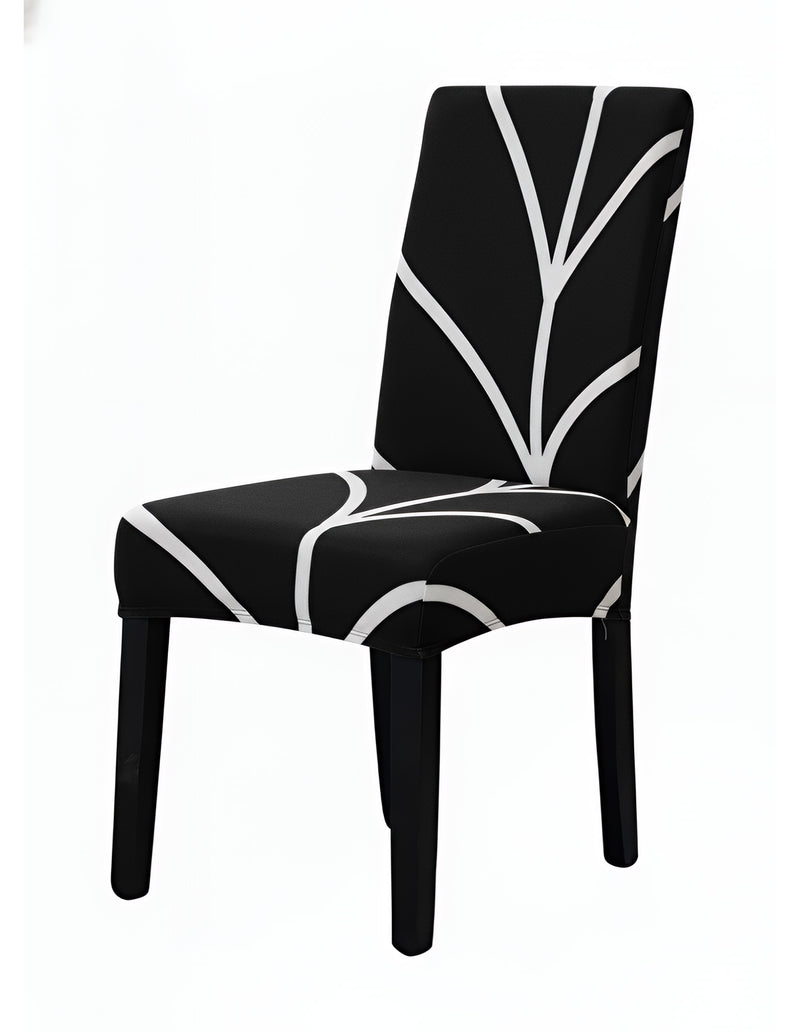 Anyseat Black with Linear Design Chair Cover – Elastic Slipcover with Anti‑Dirt Protection for Dining Room, Kitchen, Wedding, Hotel, Banquet & Restaurant