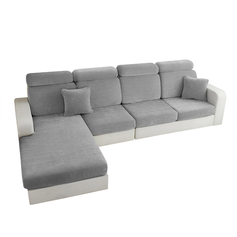 Anyseat L‑Shape Sofa Cover Dark Gray Chenille Polyester Thick Stretchable Cushion Protector for Living Room