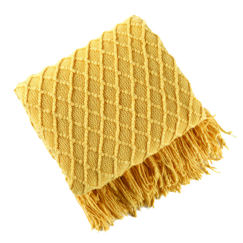 Anycozy Yellow Faux Cashmere Throw Blanket Sofa Cover 127x172cm