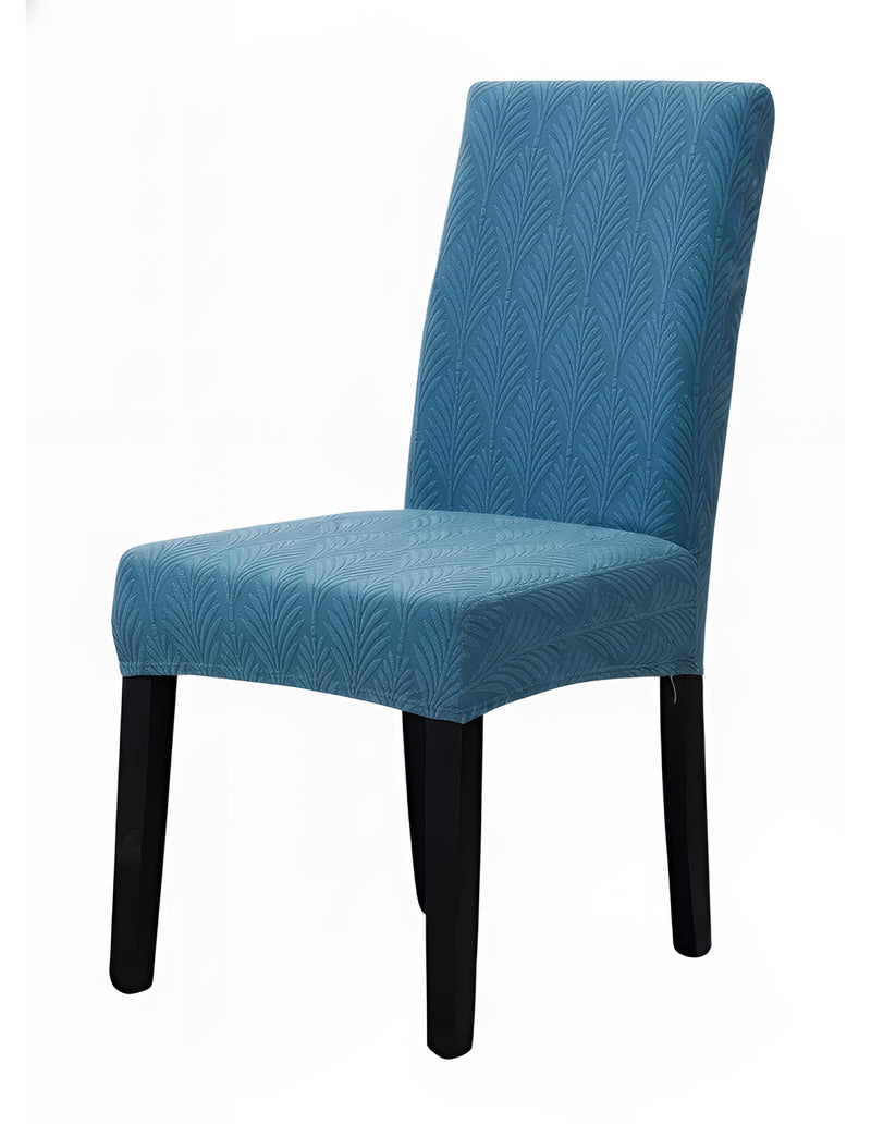 Anyseat Blue Series Leaf Lines Design Chair Cover – Elastic Anti‑Dirt Design for Dining, Kitchen, Wedding, Hotel & Banquet Use