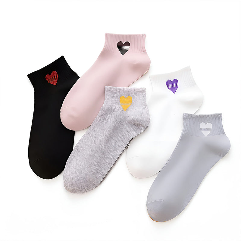 Anyfootwear 5 Pairs Women’s Cotton Spandex Socks Fruit Heart Liner Creative Design