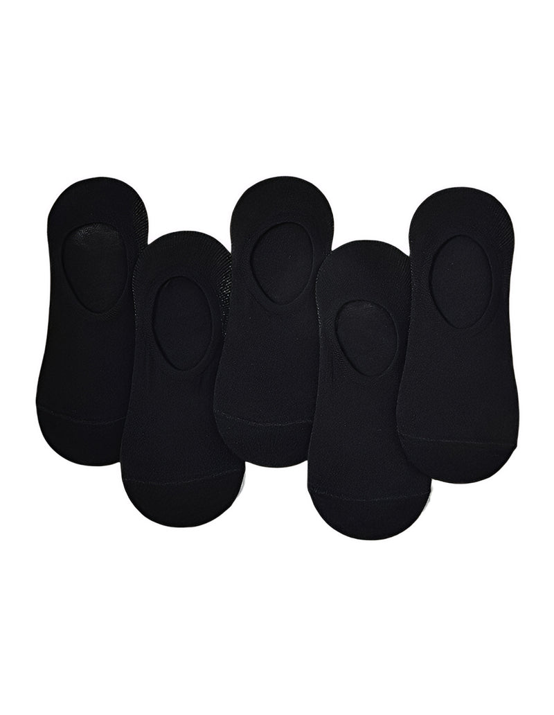 Anyfootwear 5 Pairs Size 4-9 Black Boat Socks Summer Thin Invisible Cotton Non-Slip Silicone Breathable Pure Color For Men