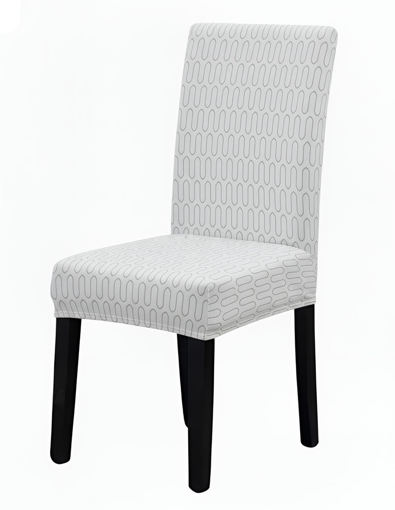 Anyseat Light Grey Wavey Lines Design Chair Cover – Elastic Anti‑Dirt Design for Dining, Kitchen, Wedding, Hotel & Banquet Use