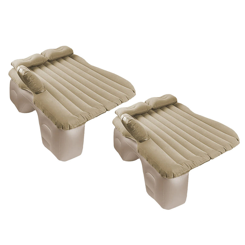 Inflatable Car Mattress Beige Stripe Portable Camping Rest Air Bed Travel Compact Sleeping Kit Essentials