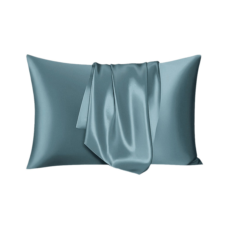 ANYHOUZ Pillowcase 50x75cm Blue Gray Set with Eye Mask Natural Mulberry Silk for Comfortable and Relaxing Home Bed