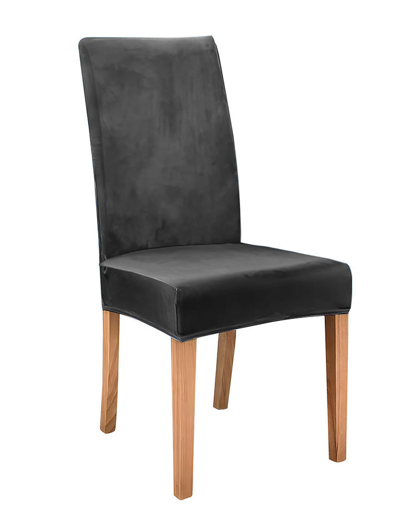 Anyseat Dark Grey Velvet Dining Chair Cover – Plush Stretchable Slipcover for Kitchen & Dining Room Chairs