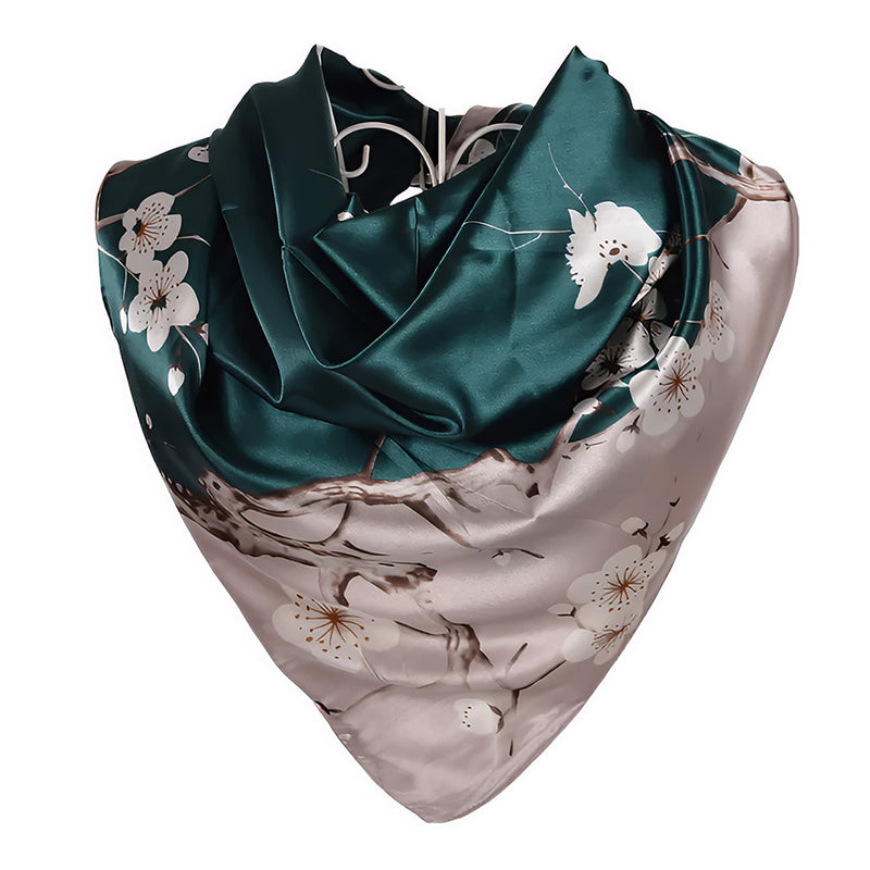 Anyyou Fashion Premium Satin Square Scarf – Green Silk-Feel Neckwrap for Women