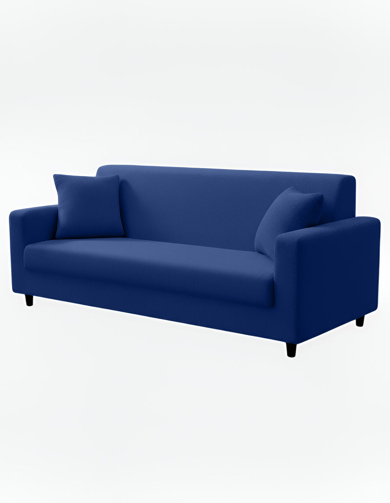 Anyhouz 3 Seater Sofa Cover Plain Royal Blue Style and Protection For Living Room Sofa Chair Elastic Stretchable Slipcover