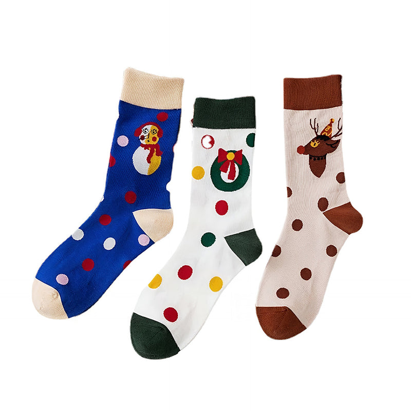 Anyfootwear 3 Pairs Women’s Joyful Holiday Cotton Socks Funny Gift Party