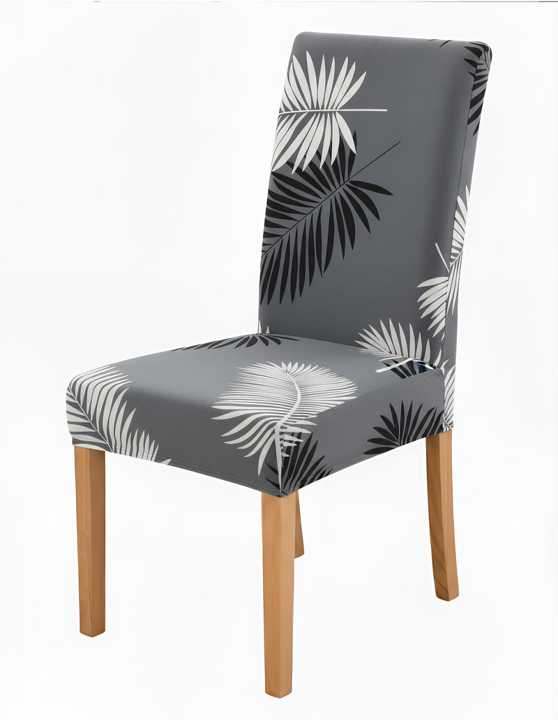 Anyseat Grey Leaves Design Chair Cover –  Elastic Slipcover with Anti‑Dirt Protection for Dining Room, Kitchen, Wedding, Hotel, Banquet & Restaurant