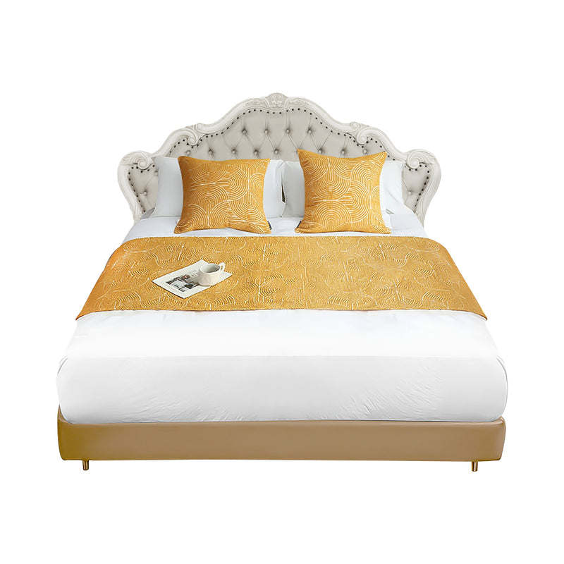 1.8m Bed 3D Arched Bed Banner Vintage Scarf Runner Bedding Tail Pad Flag 3Pcs Set