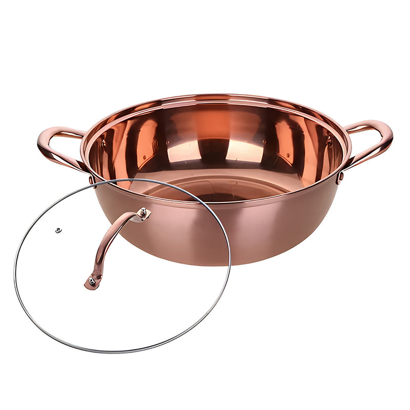 ANYGLEAM Stock Pot Rose Gold Stainless Steel Home Restaurant Cooking Tool Single-Layer Compatible Soup Kitchen Utensils