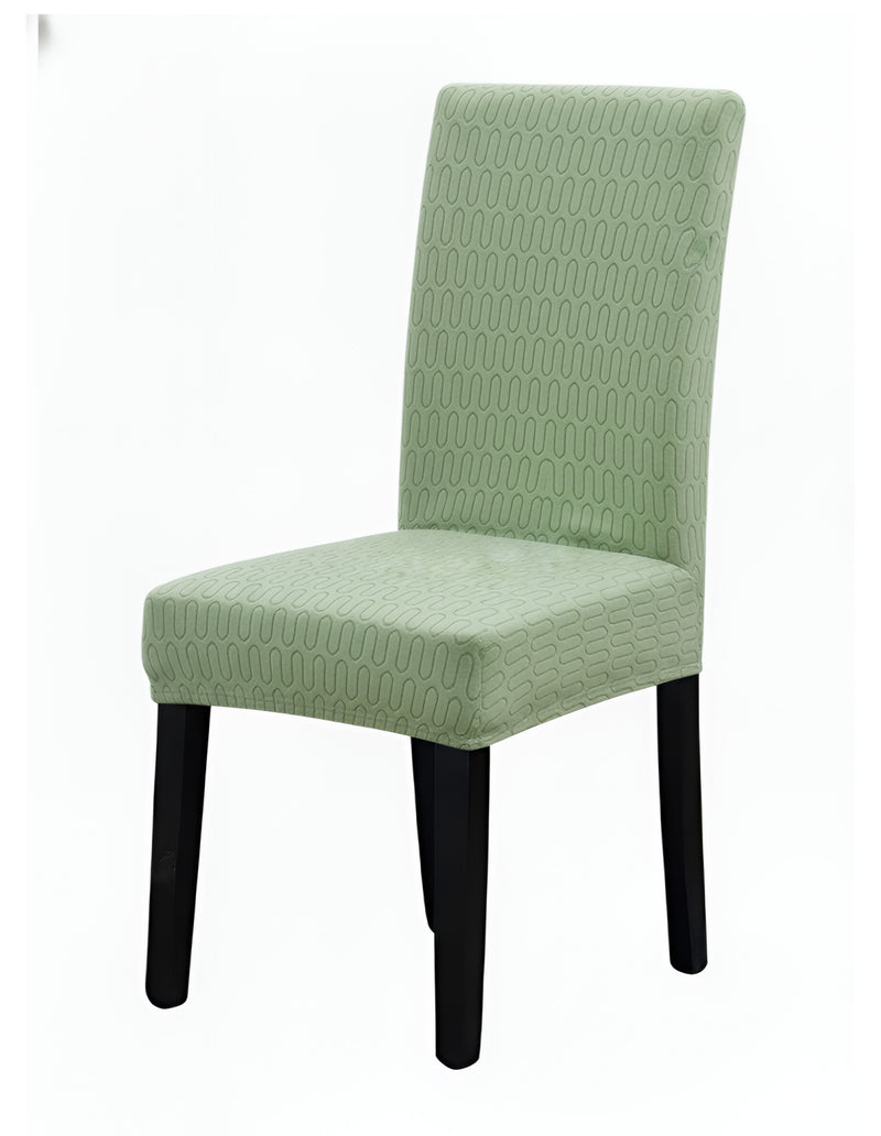 Anyseat Light Green Wavey Lines Design Chair Cover – Elastic Anti‑Dirt Design for Dining, Kitchen, Wedding, Hotel & Banquet Use