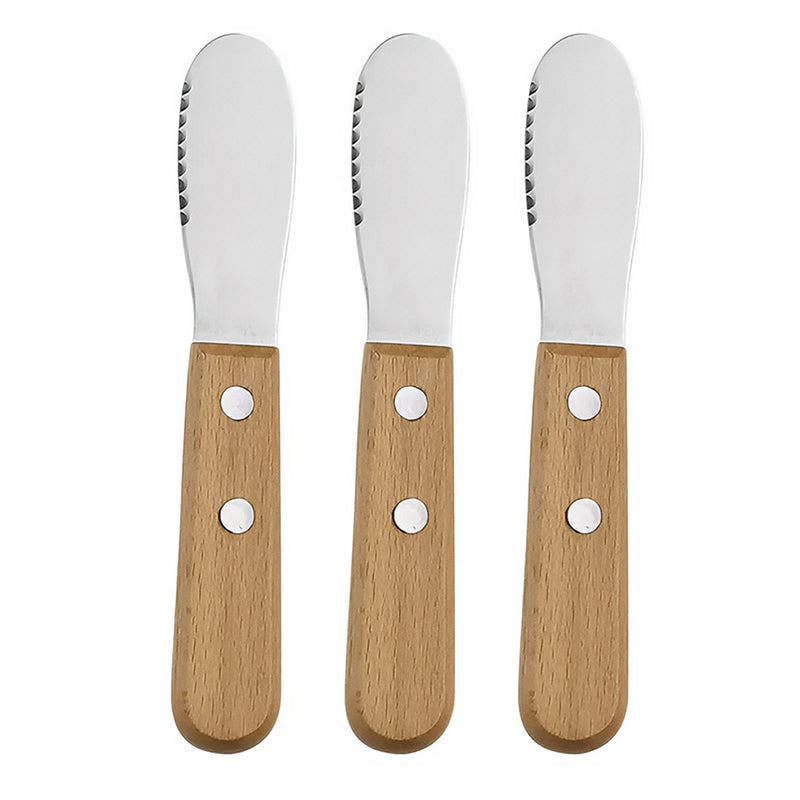 Anygleam Natural Brown 3pcs Wooden Butter Knife Kitchen Food Kitchen Tableware