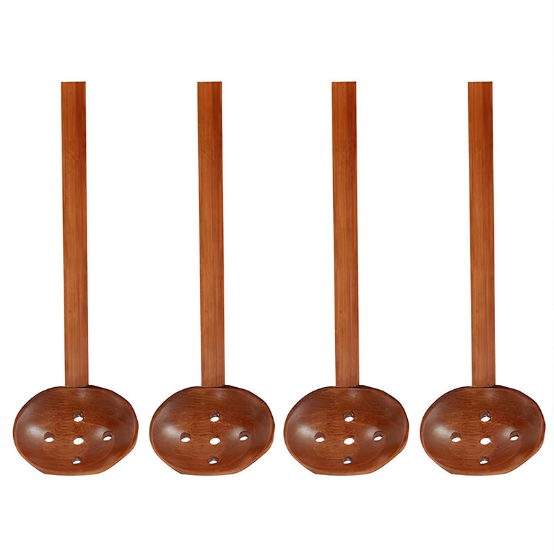Anygleam Mixed Brown 4pcs Wooden Strainer Soup Spoon Kitchen Tableware