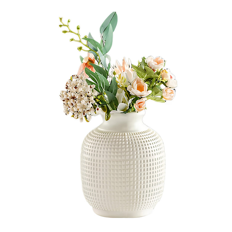 ANYDECO Flower Vase White Medium Nordic Plastic Pot Home Decor