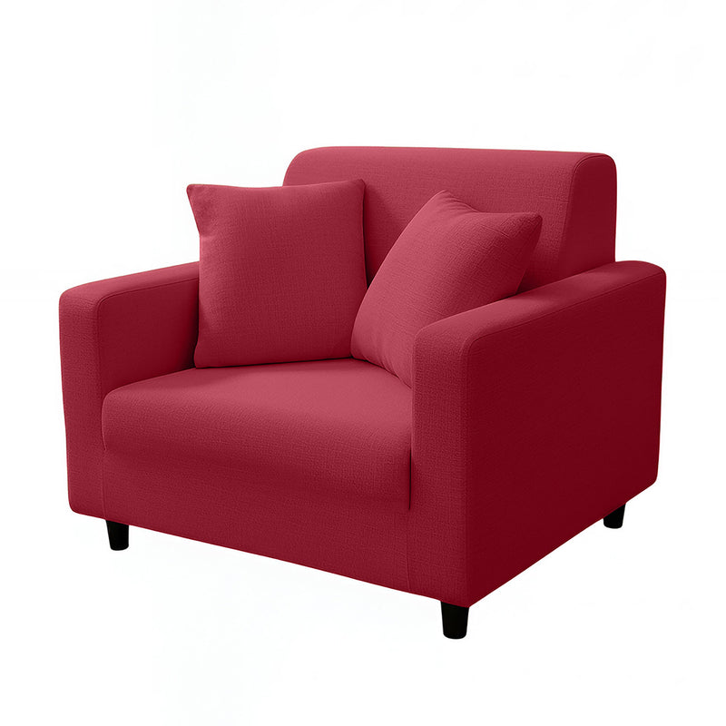 Anyhouz 1 Seater Sofa Cover Plain Red Style and Protection For Living Room Sofa Chair Elastic Stretchable Slipcover