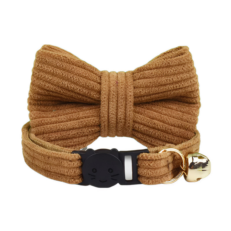 ANYWAGS Cat Collar Choco Brown Bow Large with Safety Buckle, Bell, and Durable Strap Stylish and Comfortable Pet Accessory