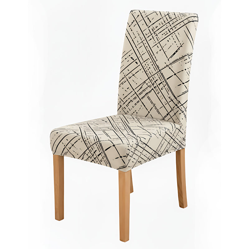 Anyseat Beige with Black Sketch Print Elastic Chair Cover – Plain Dining Slipcover & Home Décor