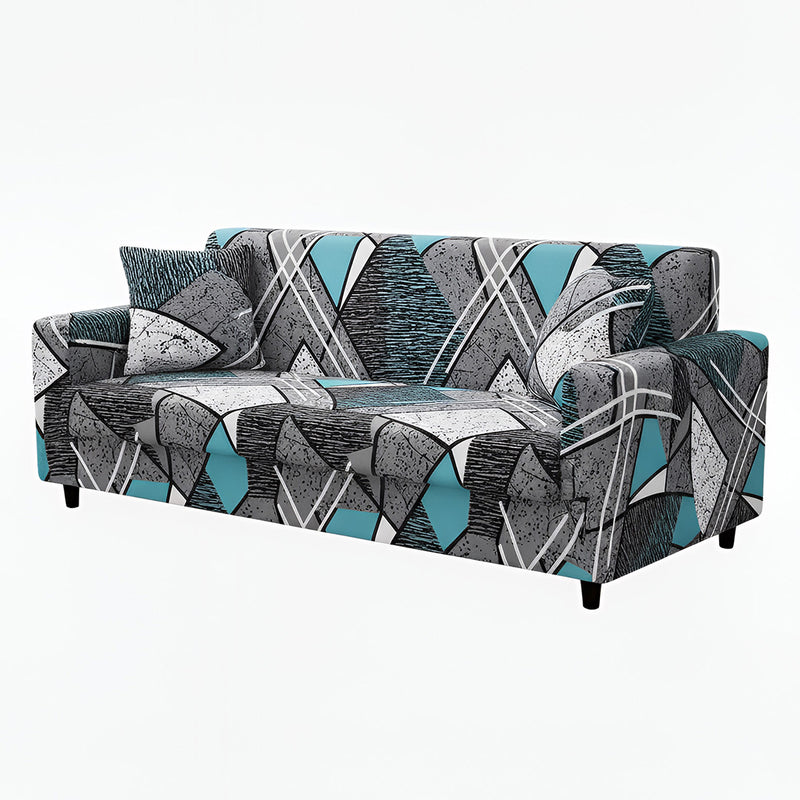 Anyseat 3-Seater Sofa Cover – Dark Grey Geometric Style Slipcover for Living Room Chair Protection